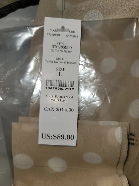 White House Black Market Beige and White Polka Dot Halter Camisole - Picture 2 of 4